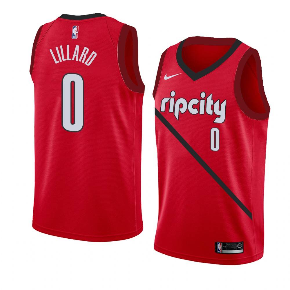 Баскетбольная джерси 2018-19 Damian Lillard Blazers #0 Earned Red