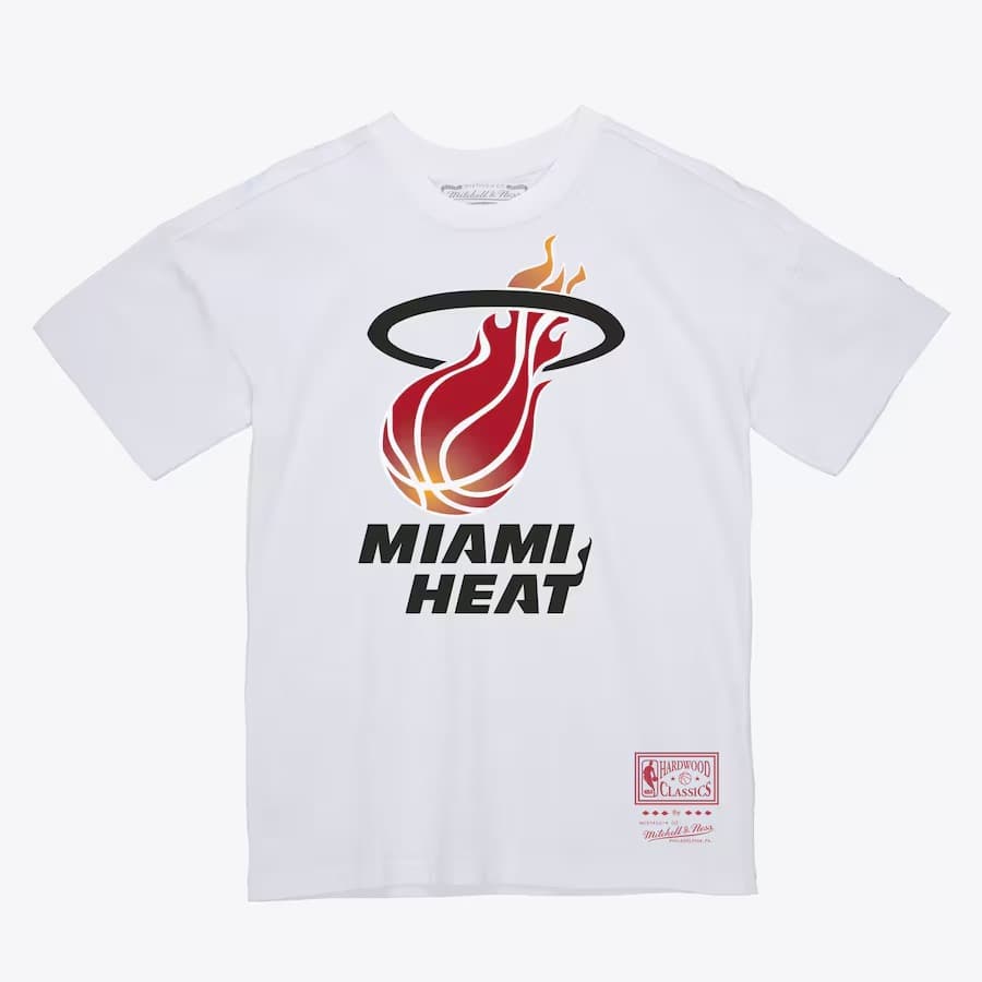 Футболка Mitchell & Ness White Miami Heat Logo T-Shirt