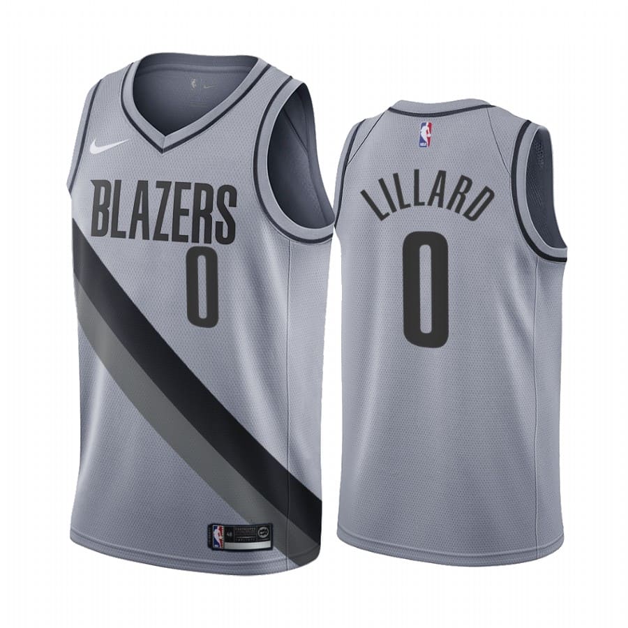 Баскетбольная джерси 2020-21 Portland Trail Blazers #0 Damian Lillard Earned Edition Gray Swingman Jersey