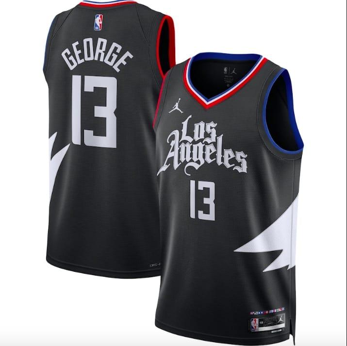 Баскетбольная джерси 2022-23 LA Clippers #13 Paul George Swingman Statement Black Jersey
