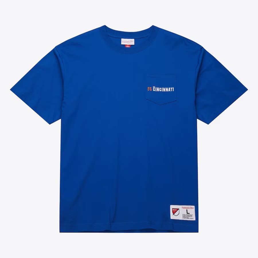 Футболка Mitchell & Ness Blue FC Cincinnati Current Logo Double Hit Pocket T-Shirt