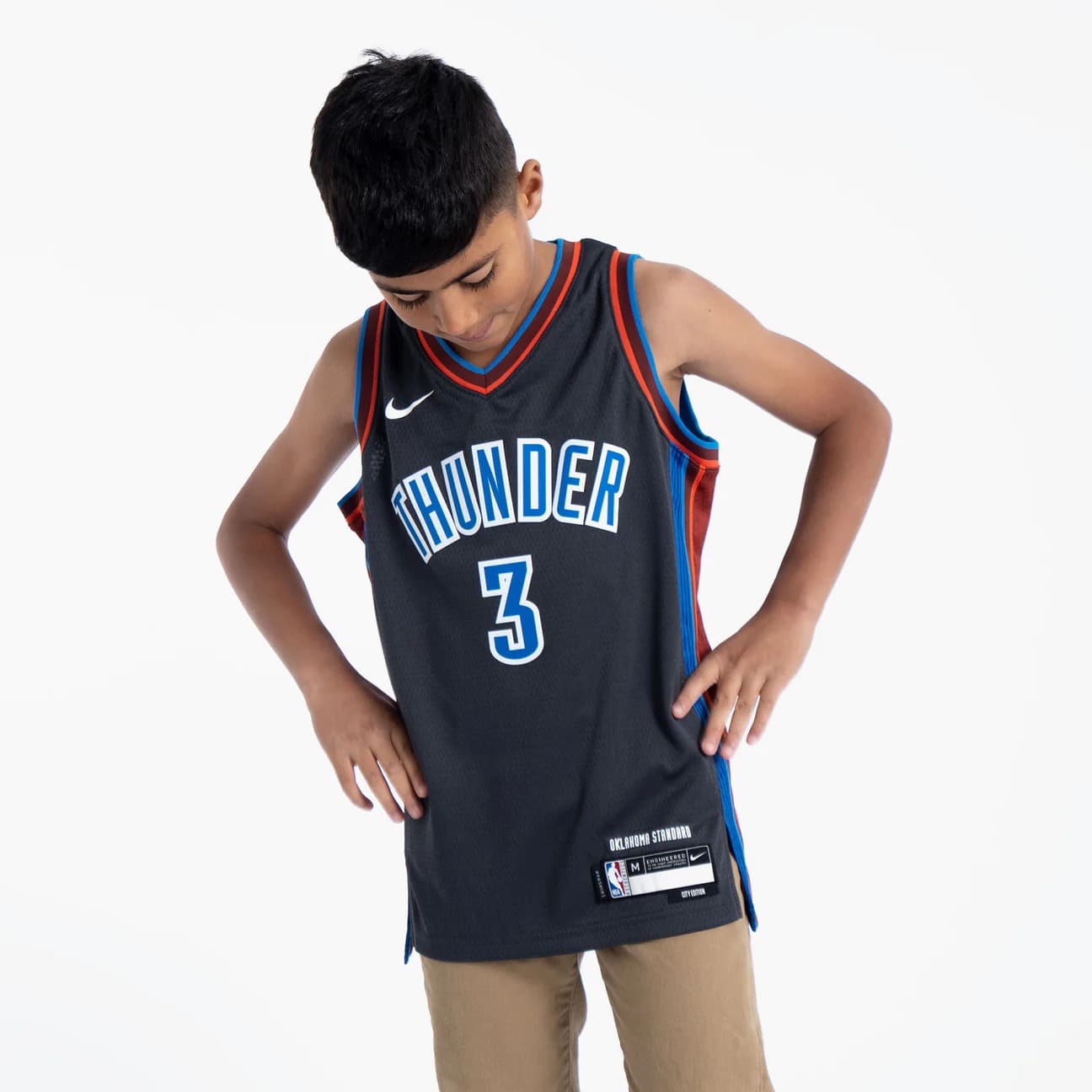 Баскетбольная джерси 2022-23 Oklahoma City Thunder Josh Giddey #3 Youth Swingman City Edition Black Jersey