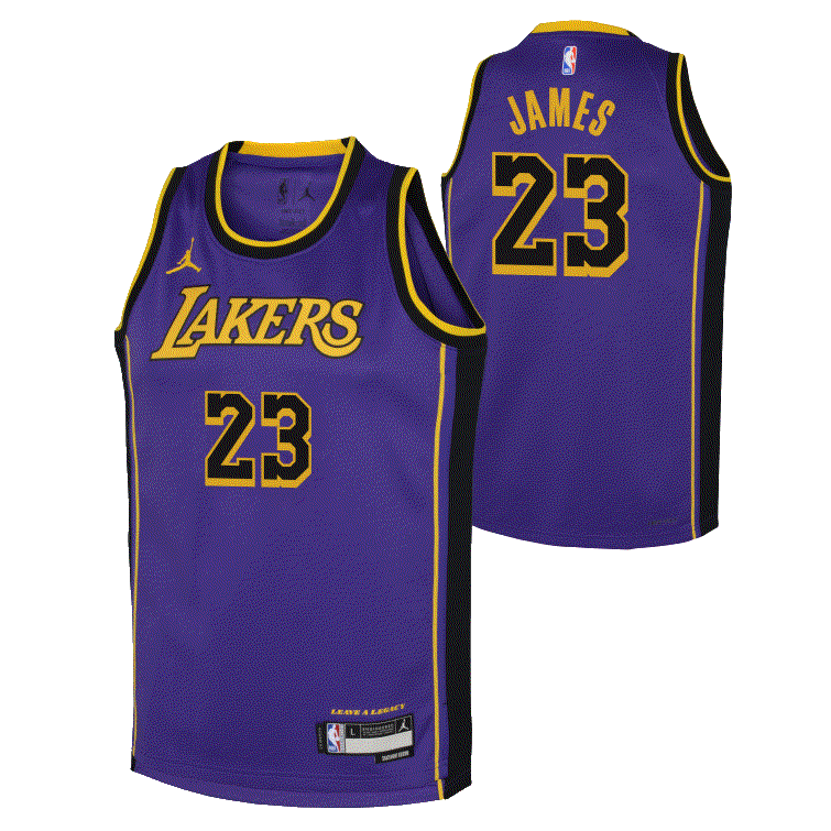 Баскетбольная джерси 2023-24 Los Angeles Lakers LeBron James #23 Youth Swingman Statement Purple Jersey