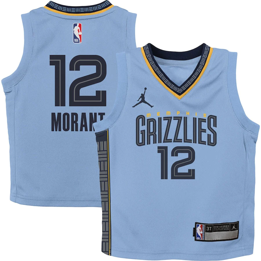 Баскетбольная джерси 2023-24 Memphis Grizzlies Ja Morant #12 Boys Statement Edition Blue Jersey