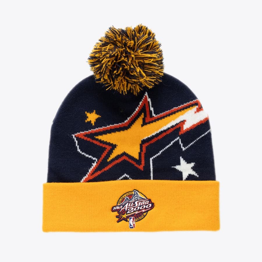Шапка Mitchell & Ness Navy 2000 NBA All-Star Game Cuffed Knit Hat with Pom