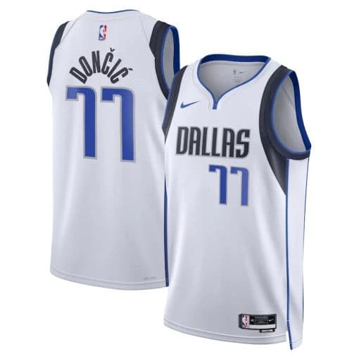 Баскетбольная джерси 2023-24 Dallas Mavericks Luka Dončić #77 Swingman Association Edition White Jersey