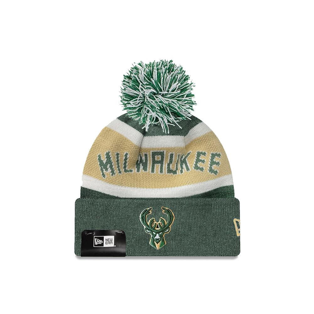 Шапка New Era Milwaukee Bucks Wordmark Pom Knit NBA Beanie