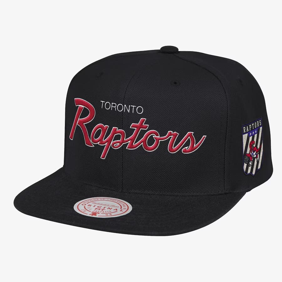 Бейсболка Mitchell & Ness Black Toronto Raptors Hardwood Classics Pink Under Script Snapback Hat