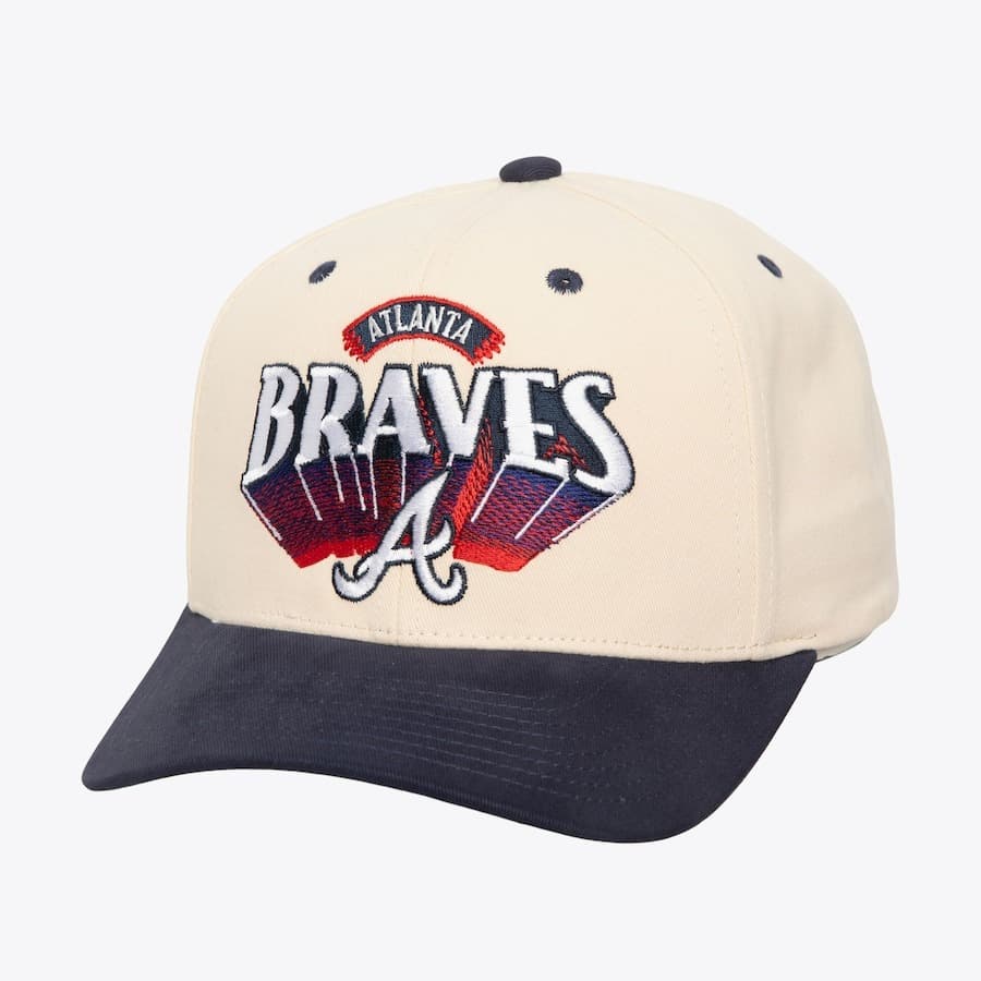 Бейсболка Mitchell & Ness Cream Atlanta Braves Horizon Pro Crown Snapback Hat