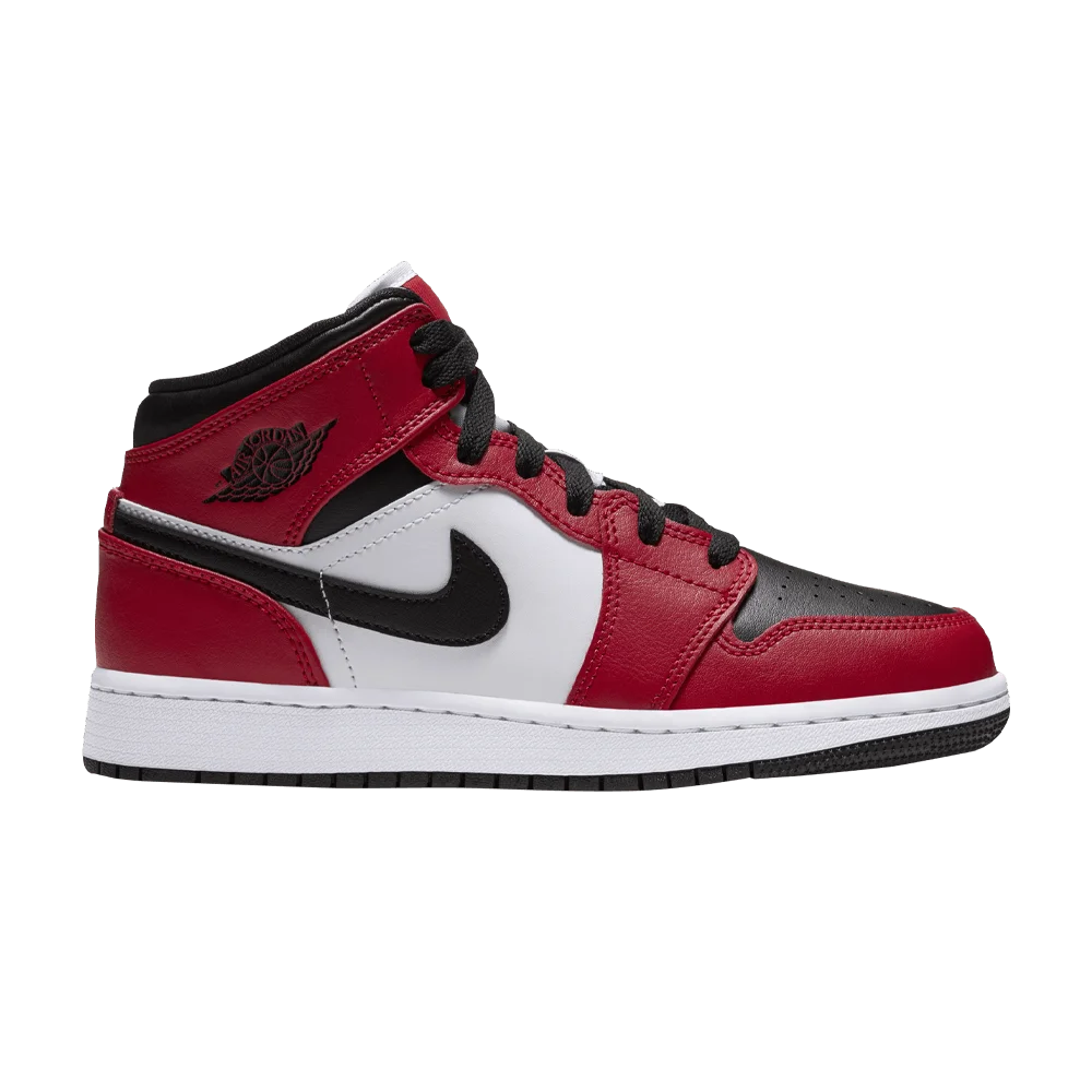Кроссовки Air Jordan 1 Mid GS 'Chicago Black Toe'
