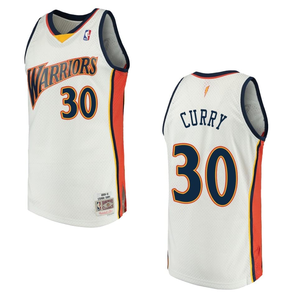 Баскетбольная джерси 2009-10 Warriors #30 Stephen Curry Hardwood Classics Swingman White Jersey