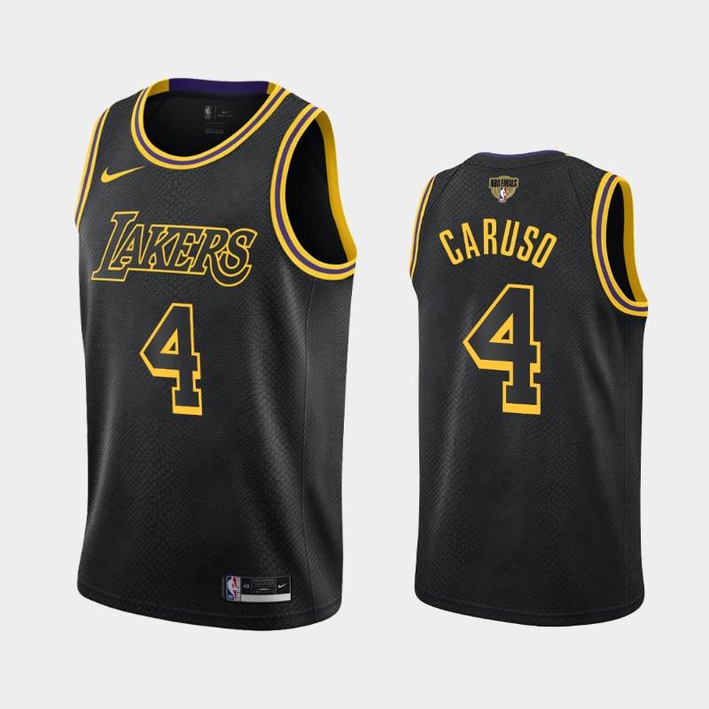Баскетбольная джерси 2020 NBA Finals Bound Lakers Alex Caruso #4 Black Kobe Tribute City