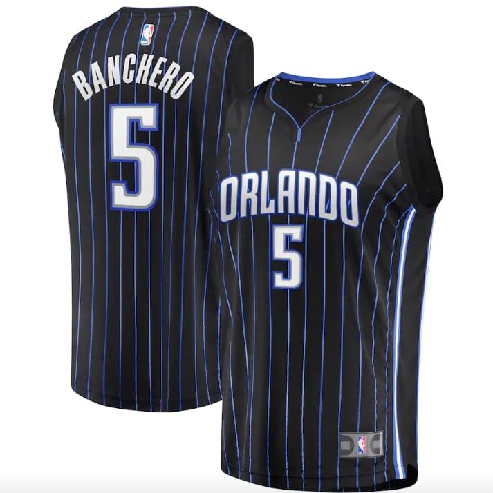 Баскетбольная джерси 2022 NBA Draft First Round Pick Orlando Magic #5 Paolo Banchero Fast Break Icon Black Jersey