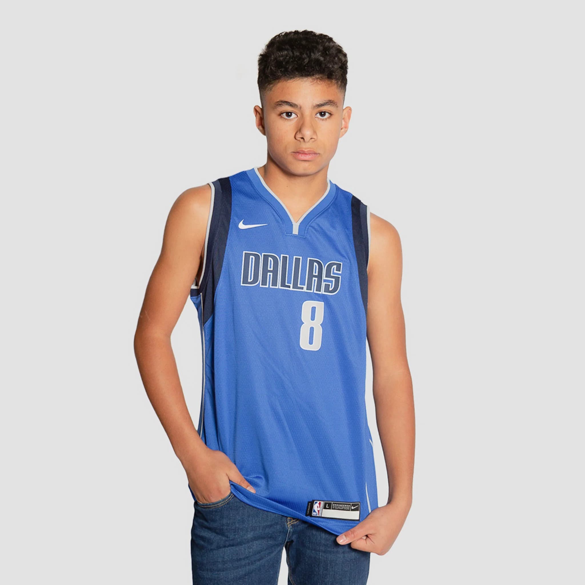 Баскетбольная джерси 2021 Dallas Mavericks Josh Green # 8 Youth NBA Swingman Icon Edition Blue Jersey