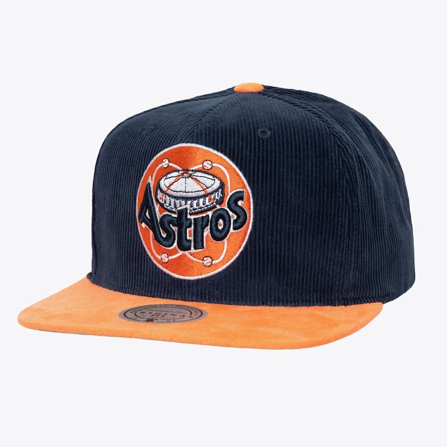 Бейсболка Mitchell & Ness Navy Orange Houston Astros Cooperstown Collection Sueduroy Snapback Hat