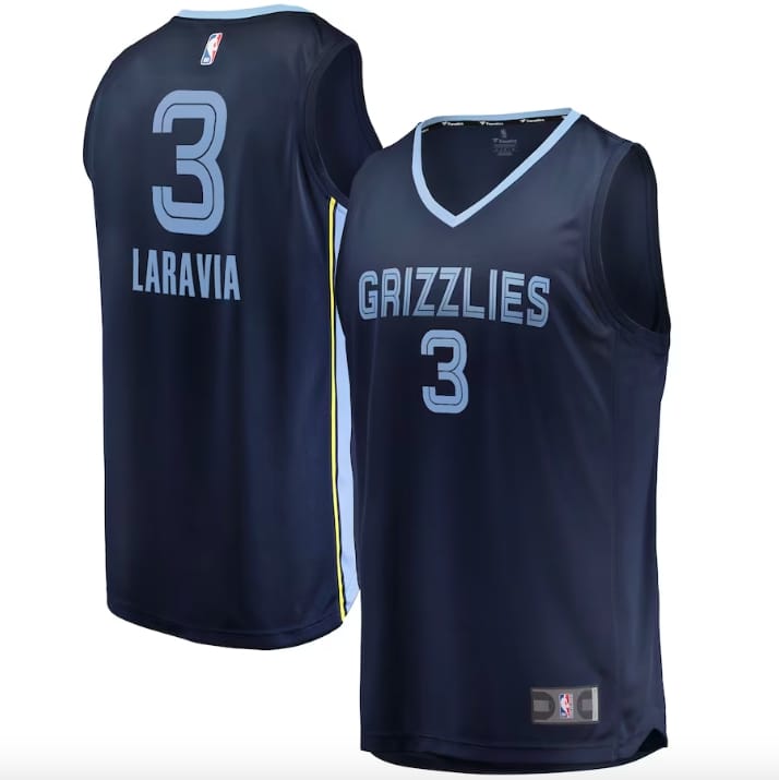Баскетбольная джерси 2022 NBA Draft First Round Pick Memphis Grizzlies #3 Jake LaRavia Fast Break Icon Navy Jersey