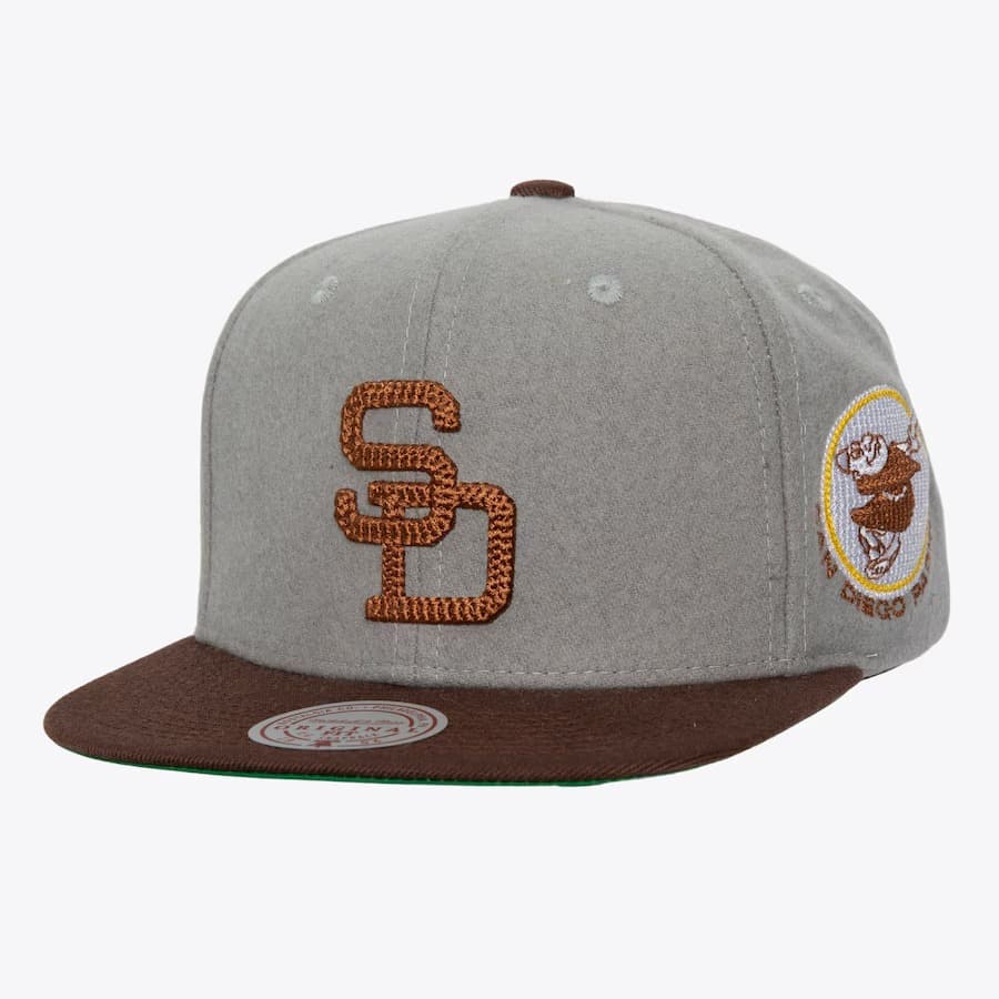 Бейсболка Mitchell & Ness Gray San Diego Padres Melt Stitch Snapback Hat