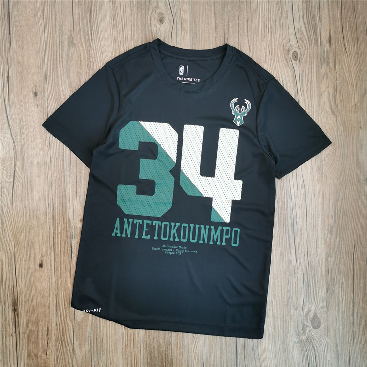 Футболка 2020 Antetokounmpo 34 Milwaukee Black Tee