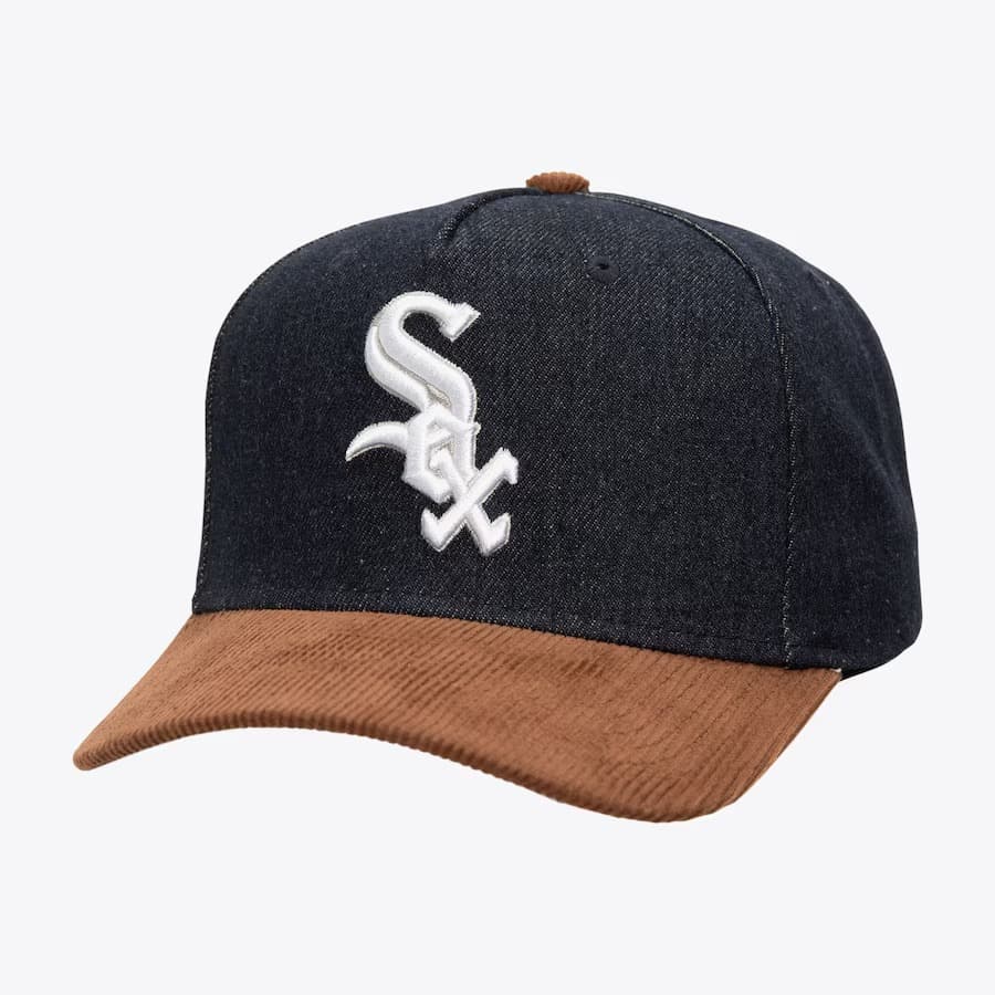 Бейсболка Mitchell & Ness Denim Brown Chicago White Sox Corduroy Cooperstown Collection D-Stressed Pro Snapback Hat