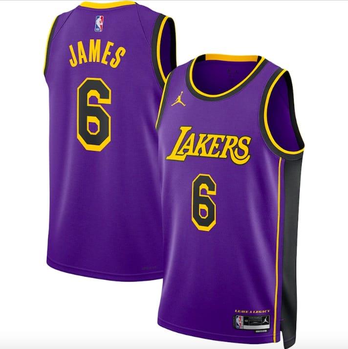 Баскетбольная джерси 2022-23 LA Lakers #6 LeBron James Swingman Statement Purple Jersey