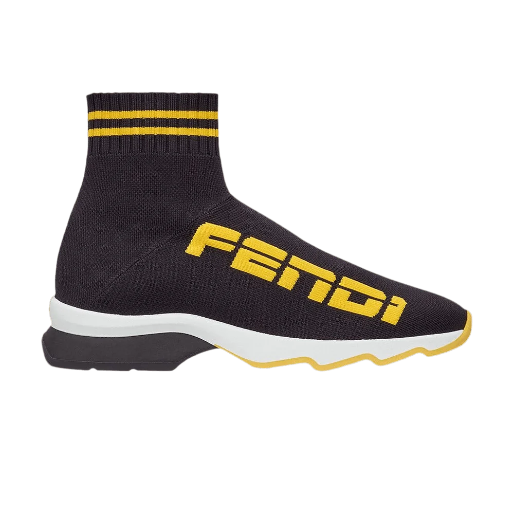 Кроссовки Fendi Wmns Fabric Sneaker Mid 'Black Yellow'