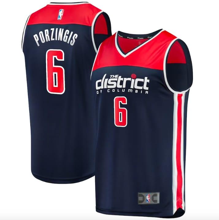 Баскетбольная джерси 2022-23 Washington Wizards #6 Kristaps Porzingis Fastbreak Statement Navy Jersey