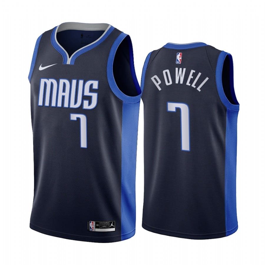 Баскетбольная джерси 2020-21 Dallas Mavericks #7 Dwight Powell Earned Edition Navy Swingman Jersey