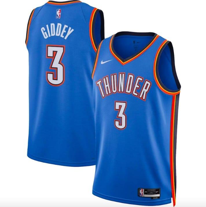 Баскетбольная джерси 2022-23 Oklahoma City Thunder #3 Josh Giddey Swingman Icon Blue Jersey