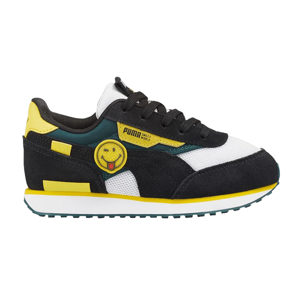 Кроссовки SmileyWorld x Puma Future Rider Little Kid 'Black Vibrant Yellow'