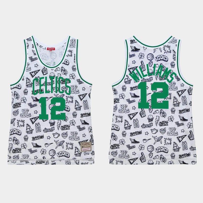 Баскетбольная джерси 1985-86 Boston Celtics #12 Grant Williams White Doodle Jersey