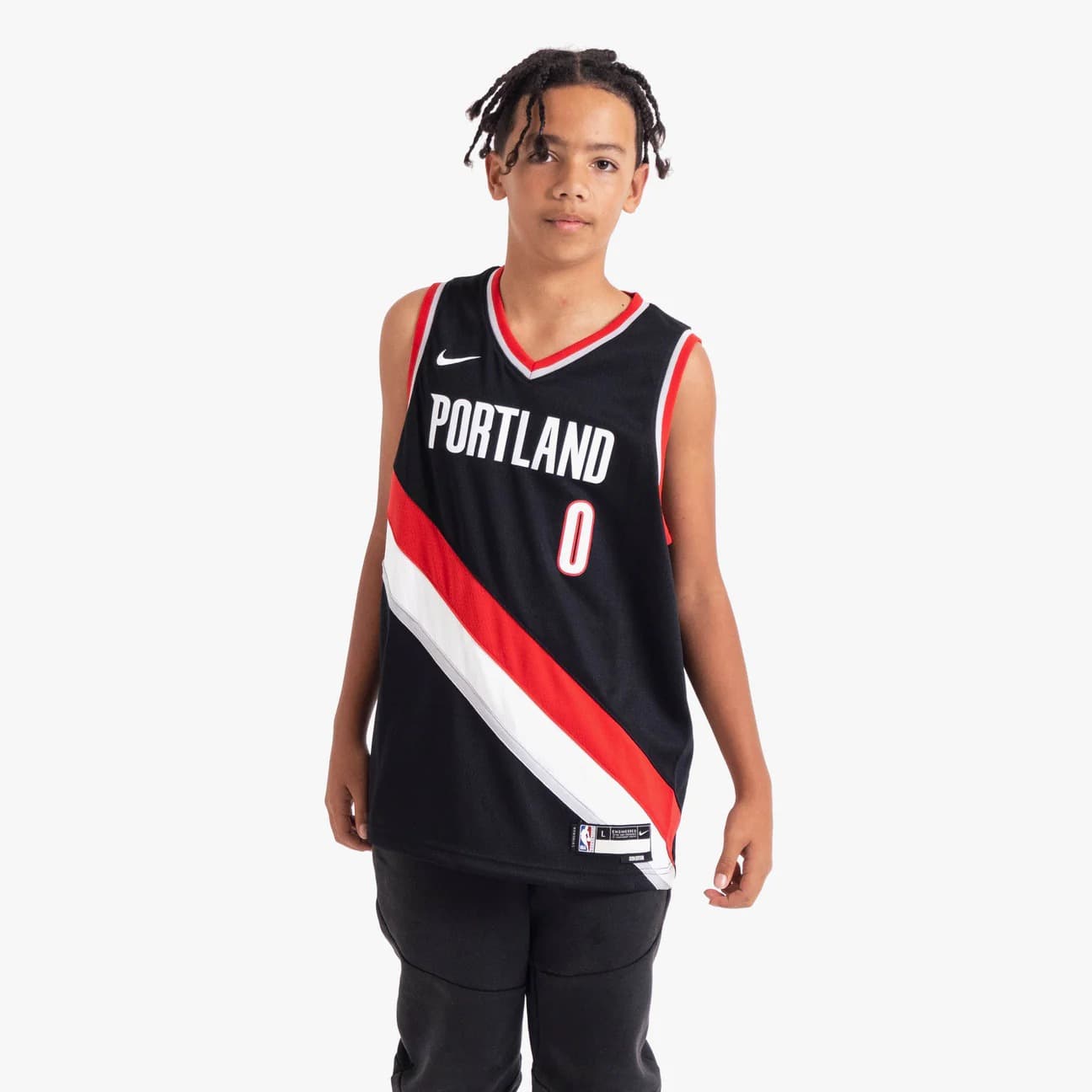 Баскетбольная джерси 2022-23 Portland Trail Blazers Damian Lillard #0 Youth Swingman Icon Edition Black Jersey
