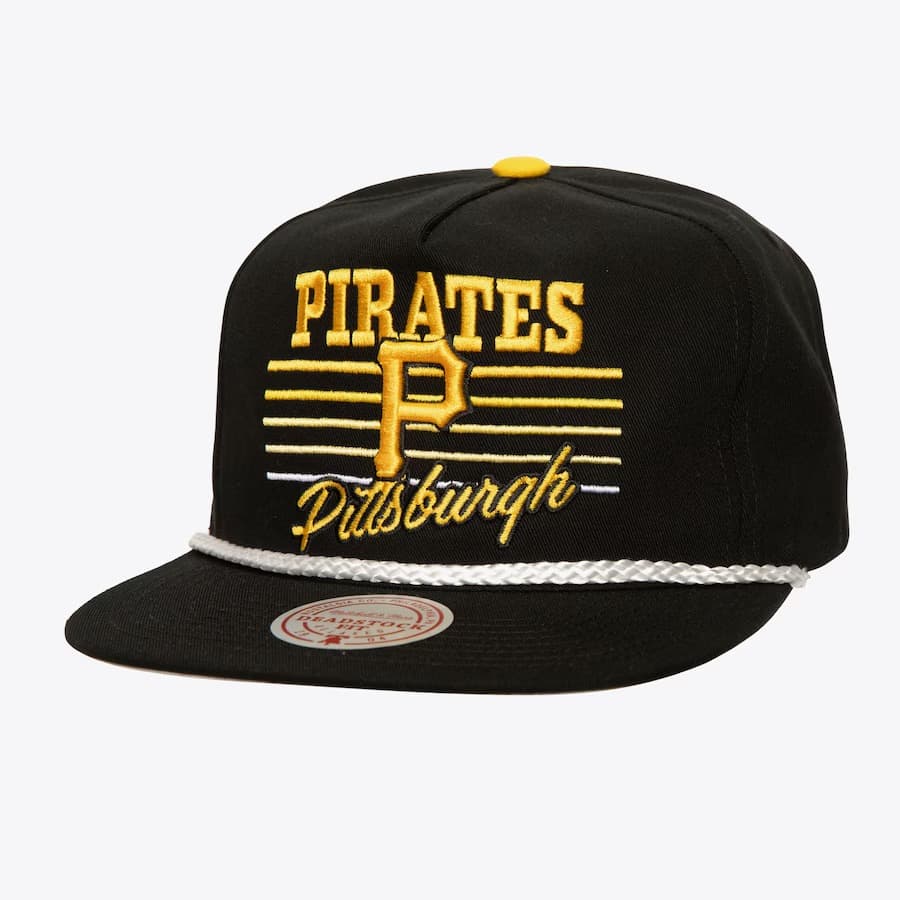 Бейсболка Mitchell & Ness Black Pittsburgh Pirates Radiant Lines Deadstock Snapback Hat