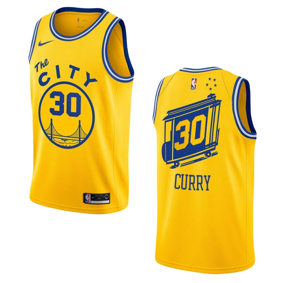 Баскетбольная джерси 2019-20 Warriors #30 Stephen Curry Hardwood Classics Swingman Gold Jersey