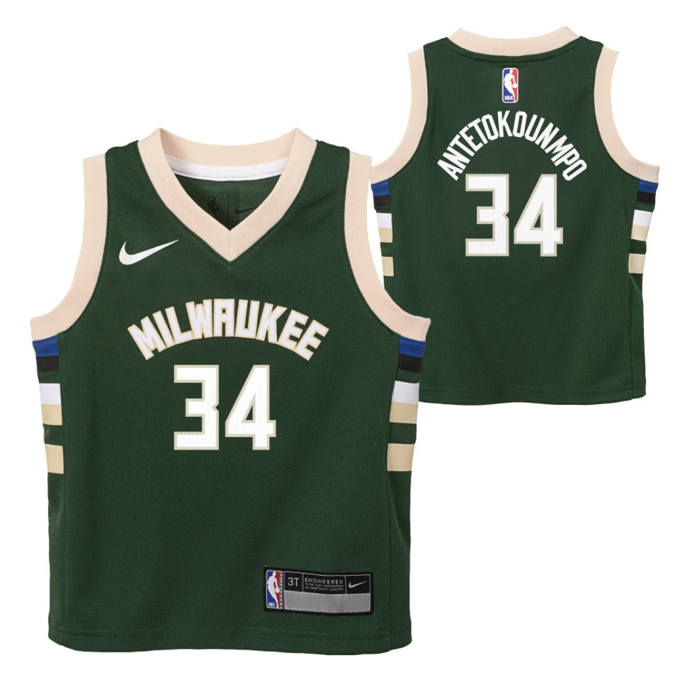 Баскетбольная джерси Nike Giannis Antetokounmpo Milwaukee Bucks 2021 Icon Edition Toddler NBA Jersey