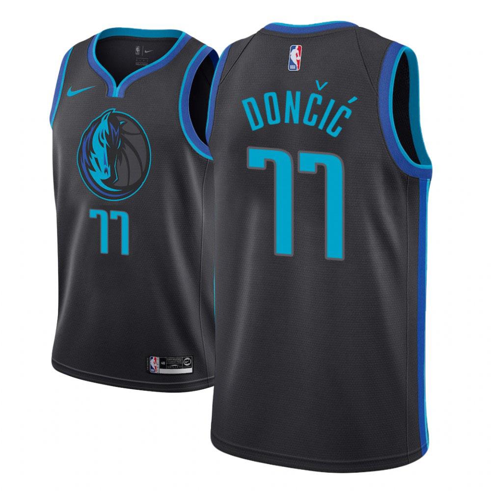 Баскетбольная джерси 2018-19 Luka Doncic Mavericks #77 City Anthracite