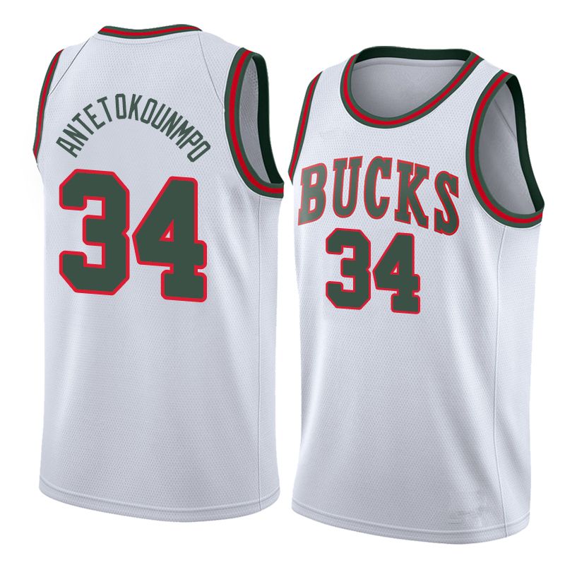 Баскетбольная джерси 2017-18 Giannis Antetokounmpo Bucks #34 Classic White