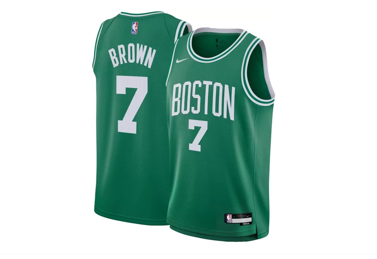Баскетбольная джерси 2023-24 Boston Celtics Jaylen Brown #7 Youth Swingman Icon Edition Green Jersey