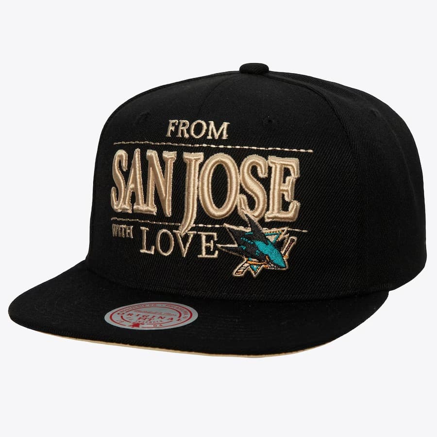 Бейсболка Mitchell & Ness Black San Jose Sharks With Love Snapback Hat
