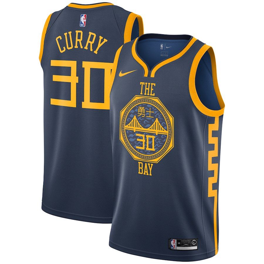 Баскетбольная джерси 2018-19 Stephen Curry Warriors #30 City Navy