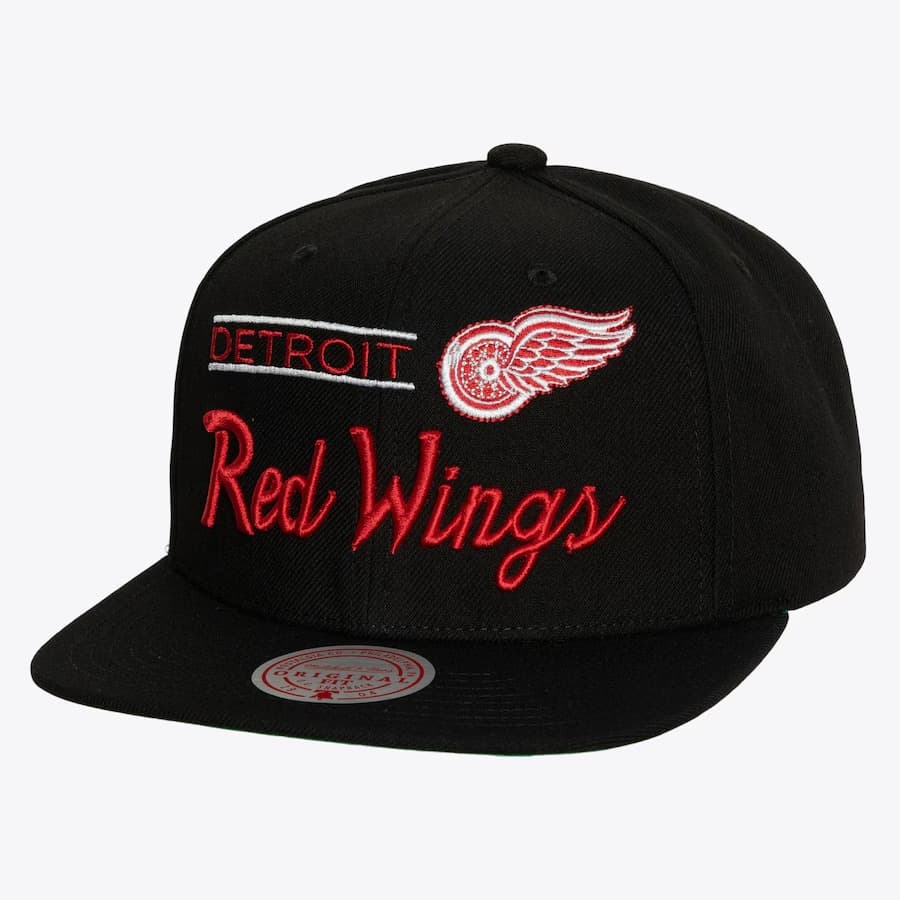 Бейсболка Mitchell & Ness Black Detroit Red Wings Retro Lock Up Snapback Hat