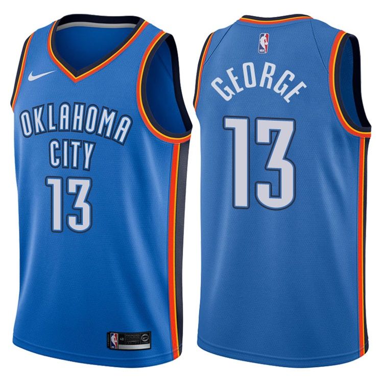 Баскетбольная джерси 2017-18 Paul George Oklahoma City Thunder #13 Icon Blue