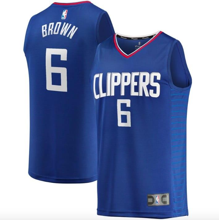 Баскетбольная джерси 2022-23 LA Clippers #6 Moses Brown Fast Break Icon Royal Jersey
