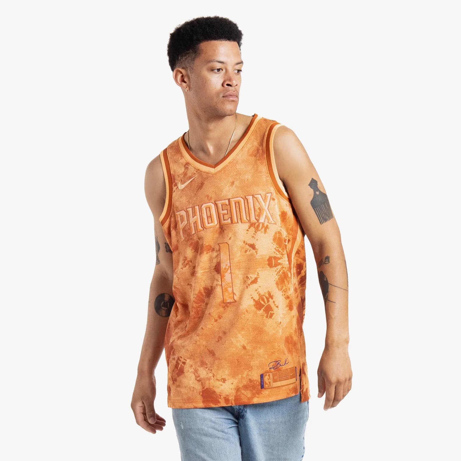 Баскетбольная джерси 2023 Phoenix Suns Devin Booker #1 Swingman Select Series Orange Jersey
