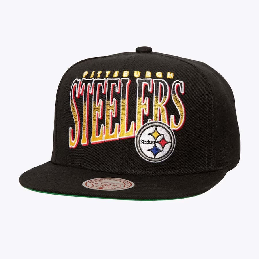 Бейсболка Mitchell & Ness Black Pittsburgh Steelers Line Work OG Snapback Hat