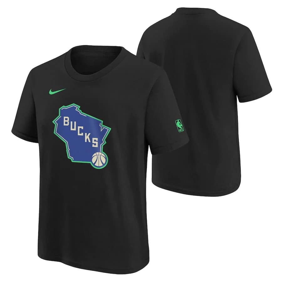 Баскетбольная футболка Nike Milwaukee Bucks 2024 City Edition Essential Logo Youth NBA T-Shirt