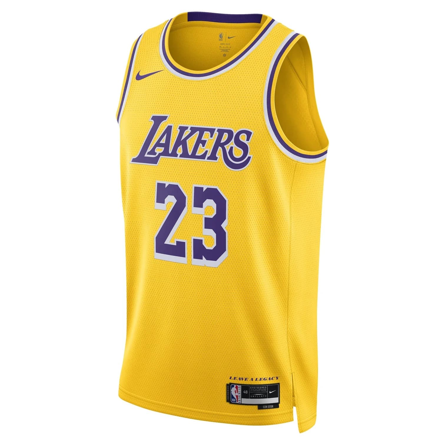 Баскетбольная джерси 2023-24 Los Angeles Lakers LeBron James #23 Swingman Icon Edition Yellow Jersey