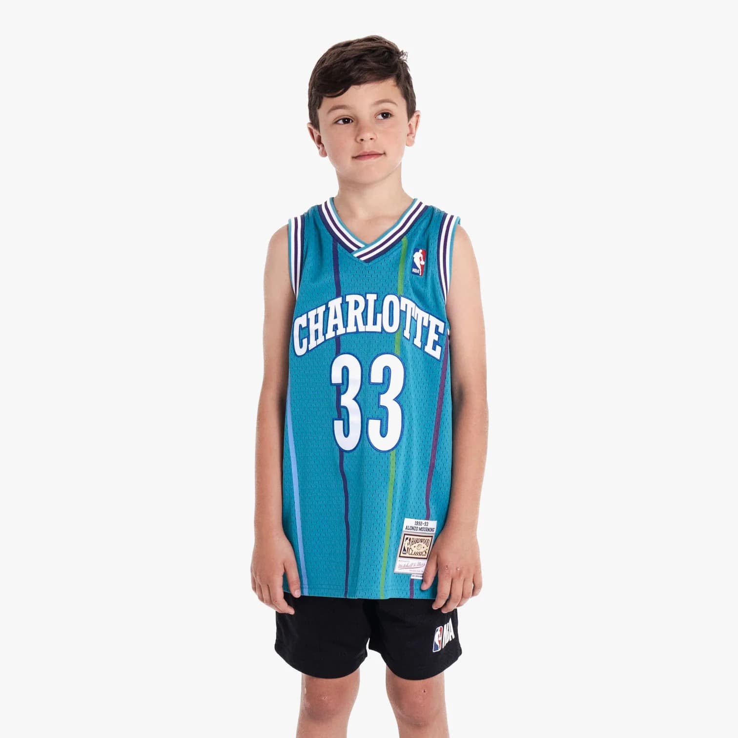 Баскетбольная джерси 1992-93 Charlotte Hornets Alonzo Mourning #33 HWC Youth NBA Swingman Teal Jersey