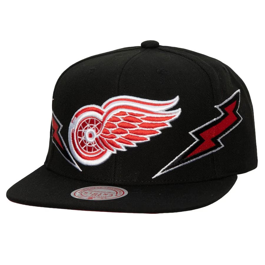 Бейсболка Mitchell & Ness Black Detroit Red Wings Vintage Double Trouble Snapback Hat
