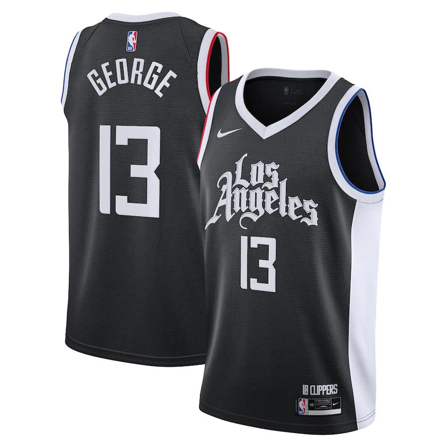 Баскетбольная джерси 2021-22 Los Angeles Clippers #13 Paul George City Edition Swingman Jersey Black