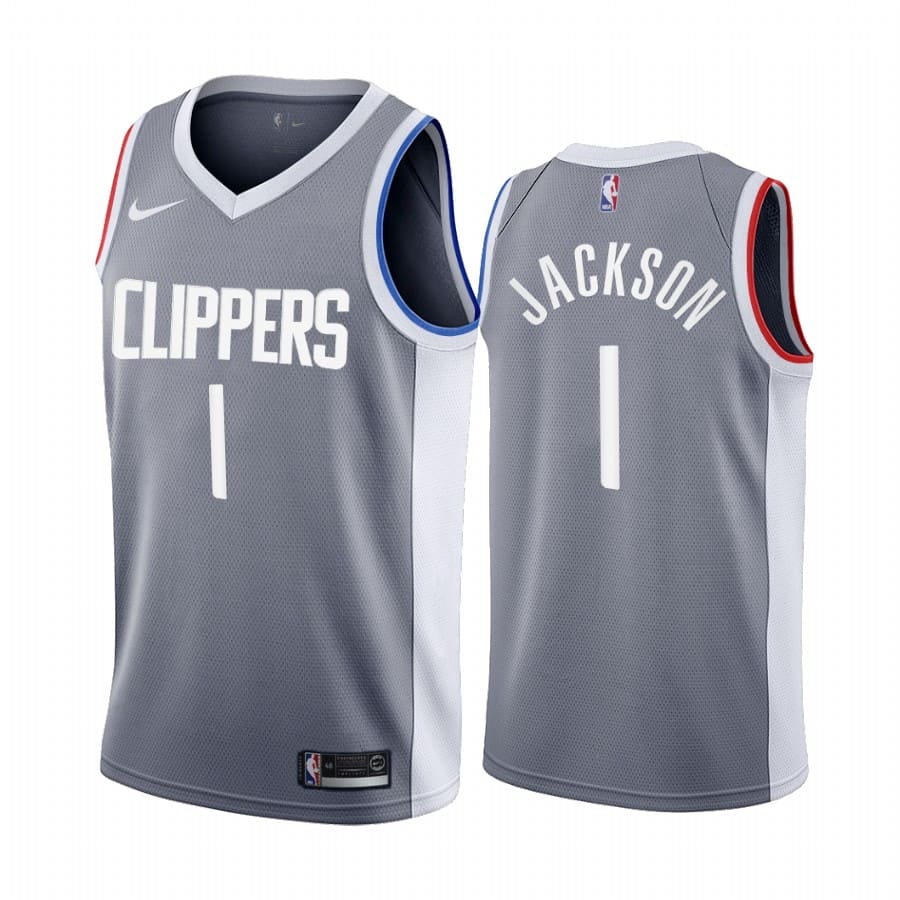 Баскетбольная джерси 2020-21 LA Clippers #1 Reggie Jackson Earned Edition Gray Swingman Jersey